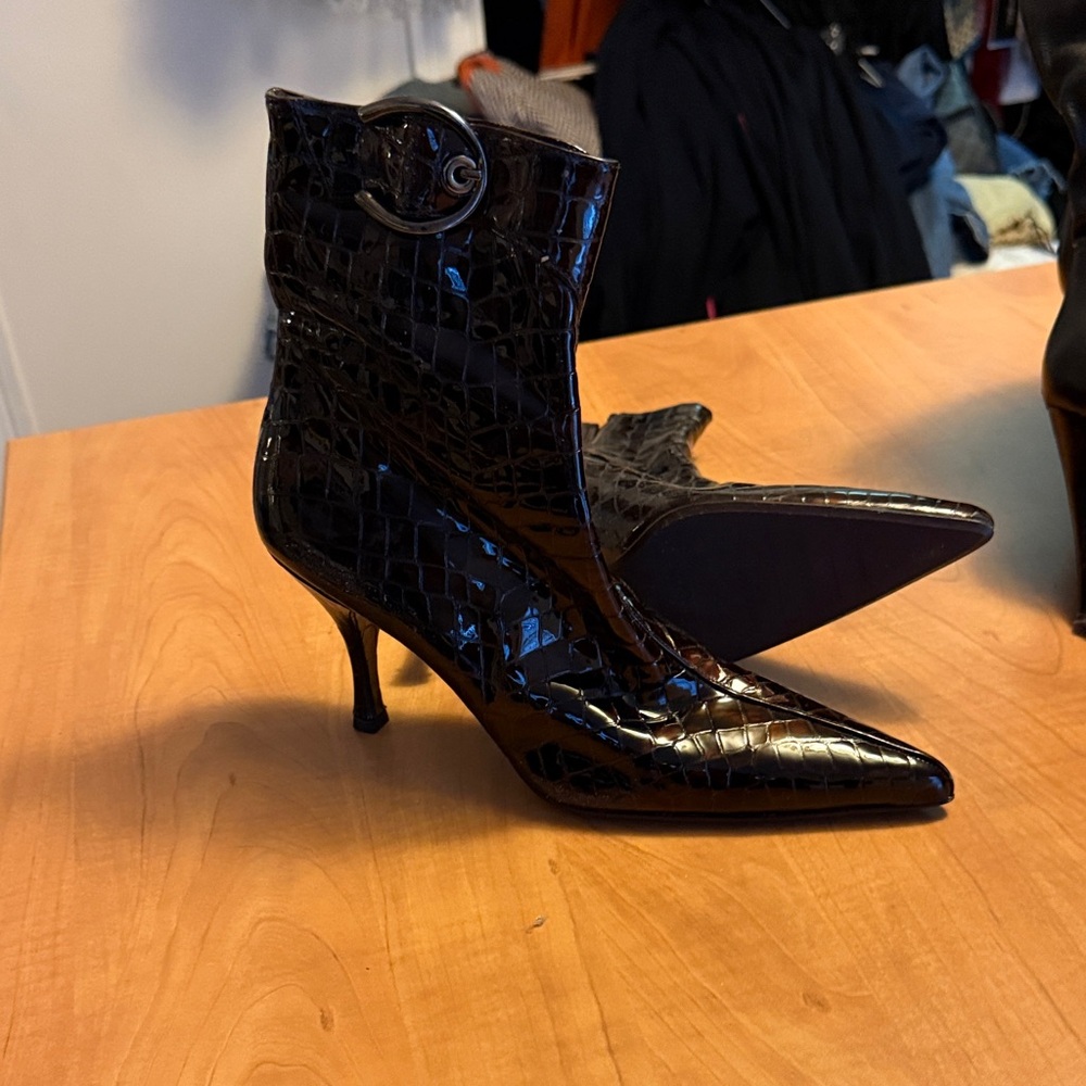 Stuart Weitzman Black Patent Ankle Boots
